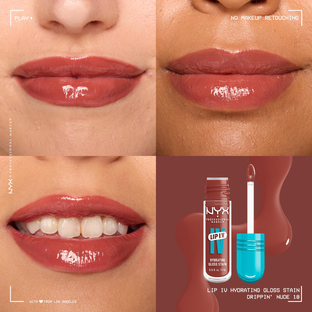 Lip IV one-swipe color application by NYX Lip IV Hydrating Glossy Lip Stain