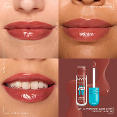 Lip IV one-swipe color application by NYX Lip IV Hydrating Glossy Lip Stain