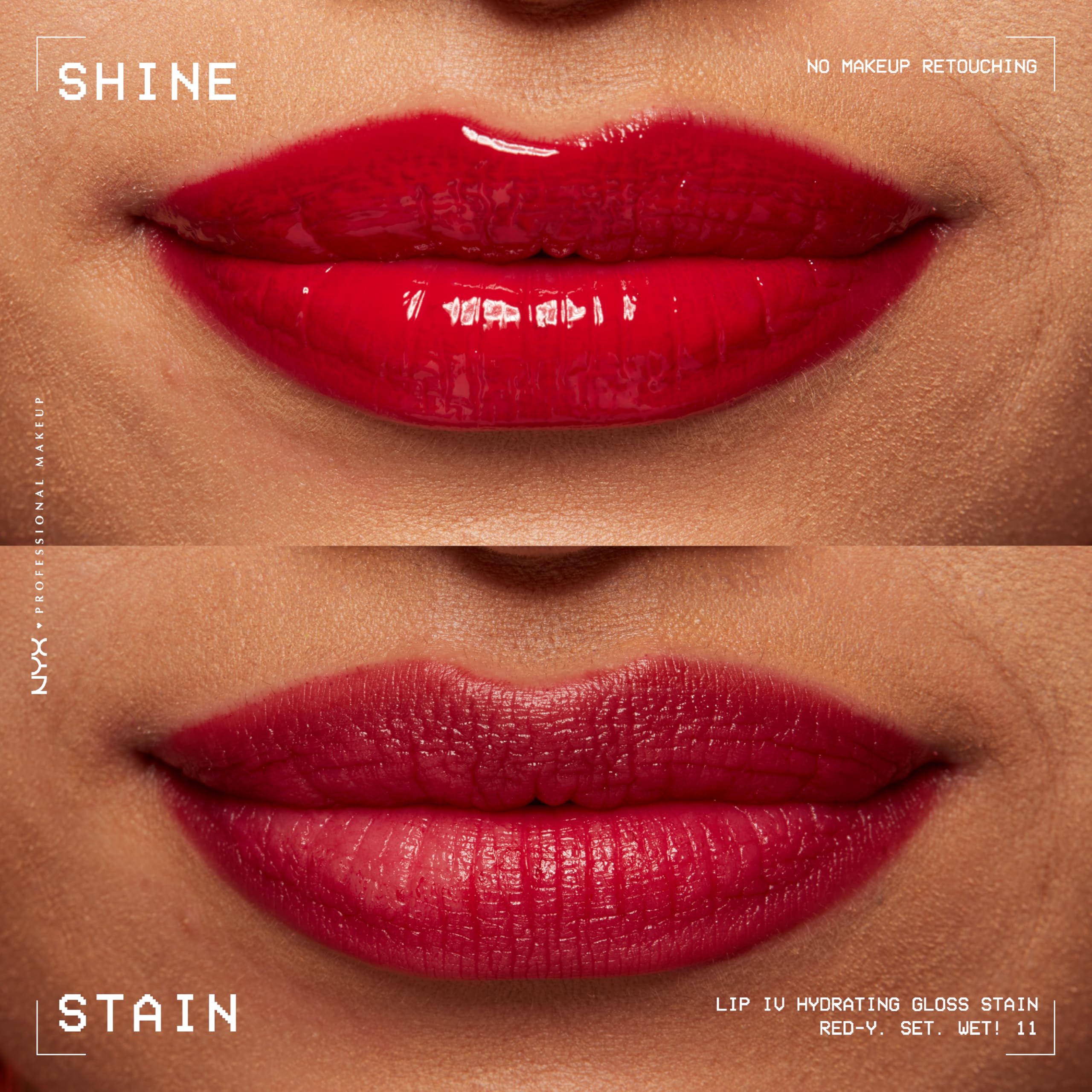 NYX Lip IV Hydrating Lip Stain texture close-up highlights lightweight pigment