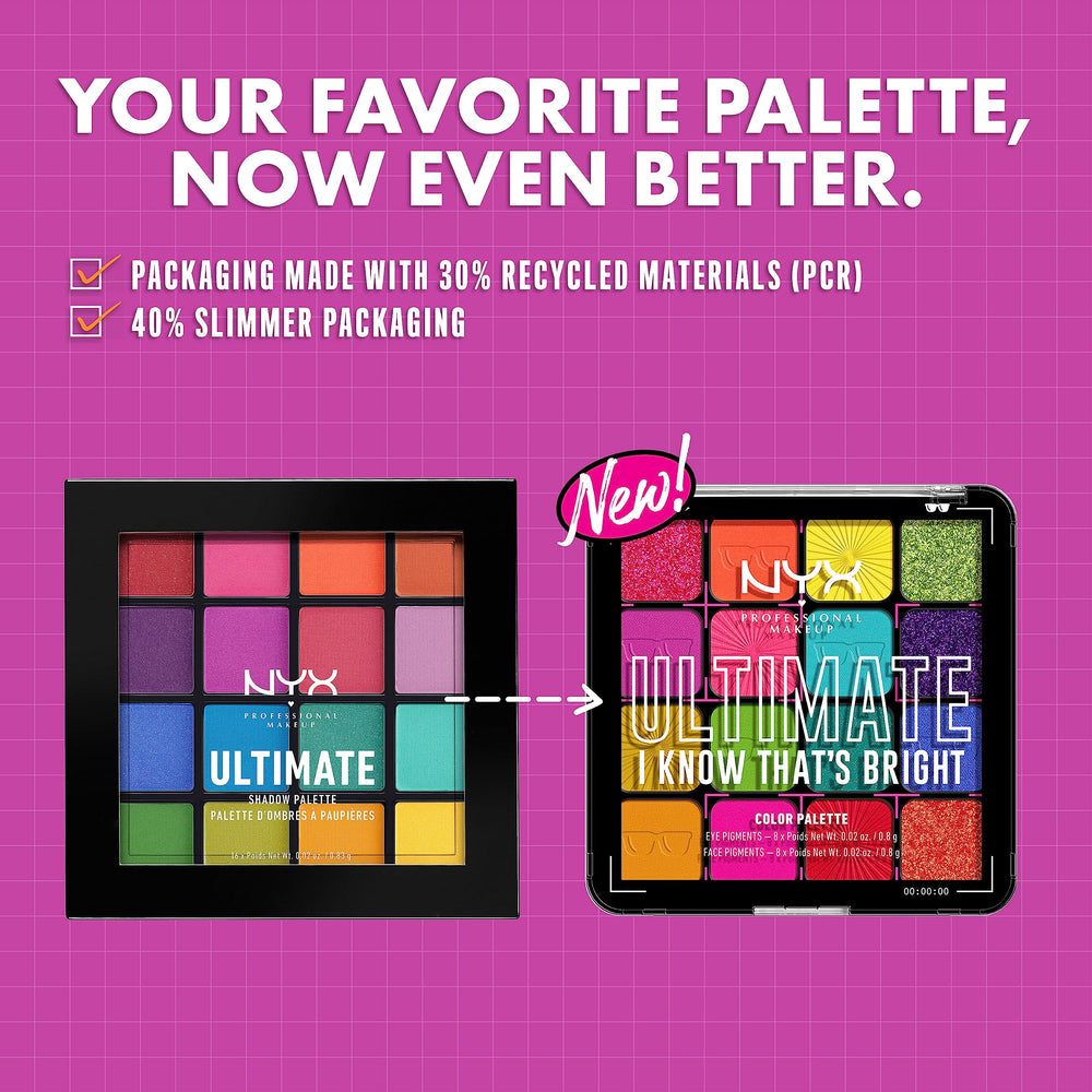 NYX Ultimate Shadow Palette brand logo emphasizes pro-grade makeup line