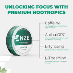 NZE Wintergreen pouch ingredients label showing monk fruit, stevia, and xylitol