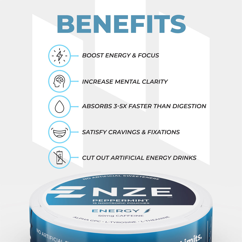 Close-up of NZE peppermint label highlighting premium ingredients.