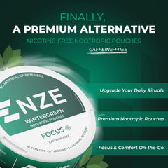 NZE Wintergreen pouch pack close-up showing natural sweetness without sugar