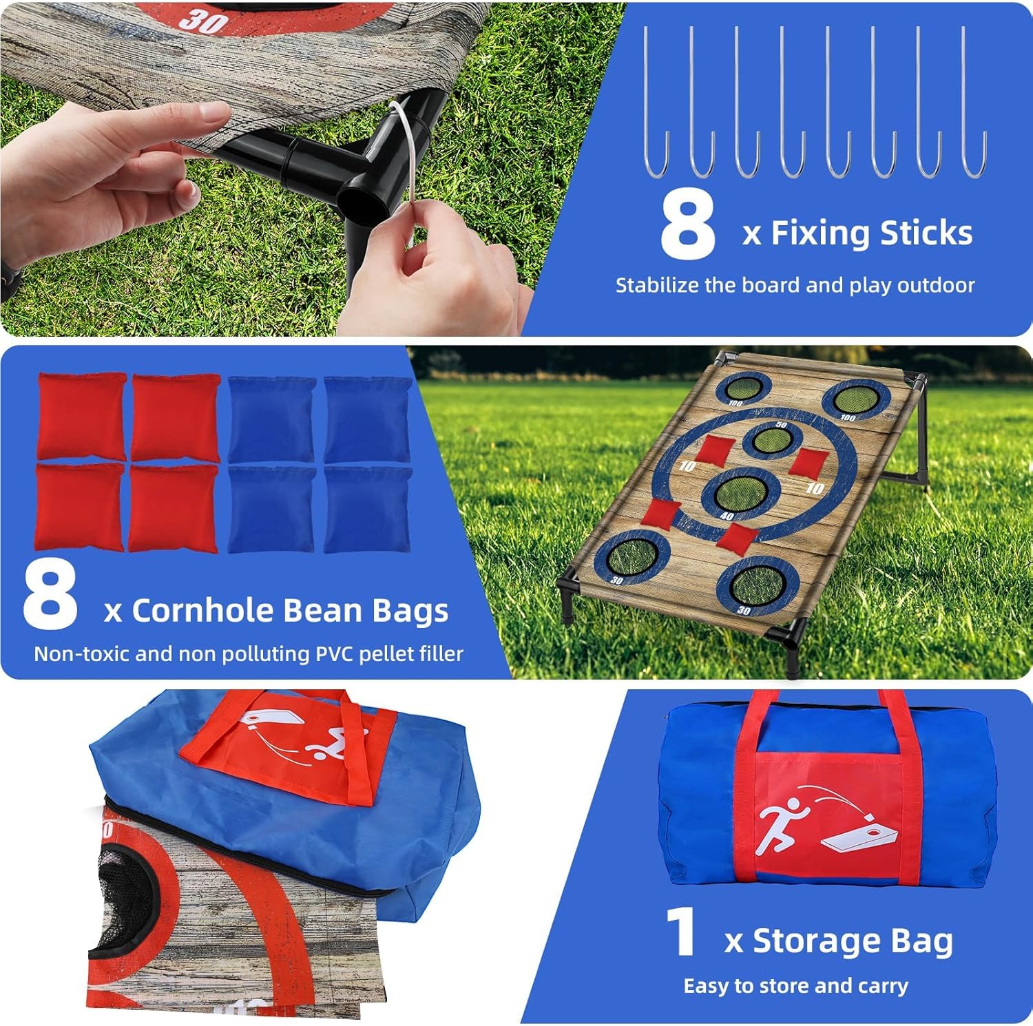NZQXJXZ multi-hole design adds variety to cornhole rounds