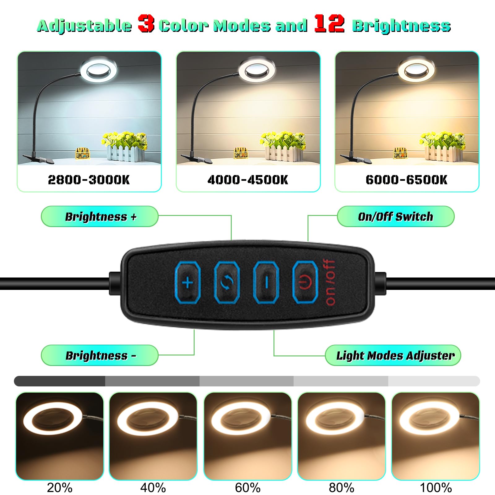 NZQXJXZ desk magnifying lamp with 48 LEDs for fine work