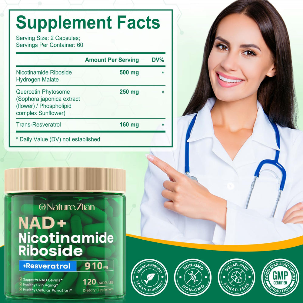 Liposomal NR capsules close-up showing enhanced absorption benefits.