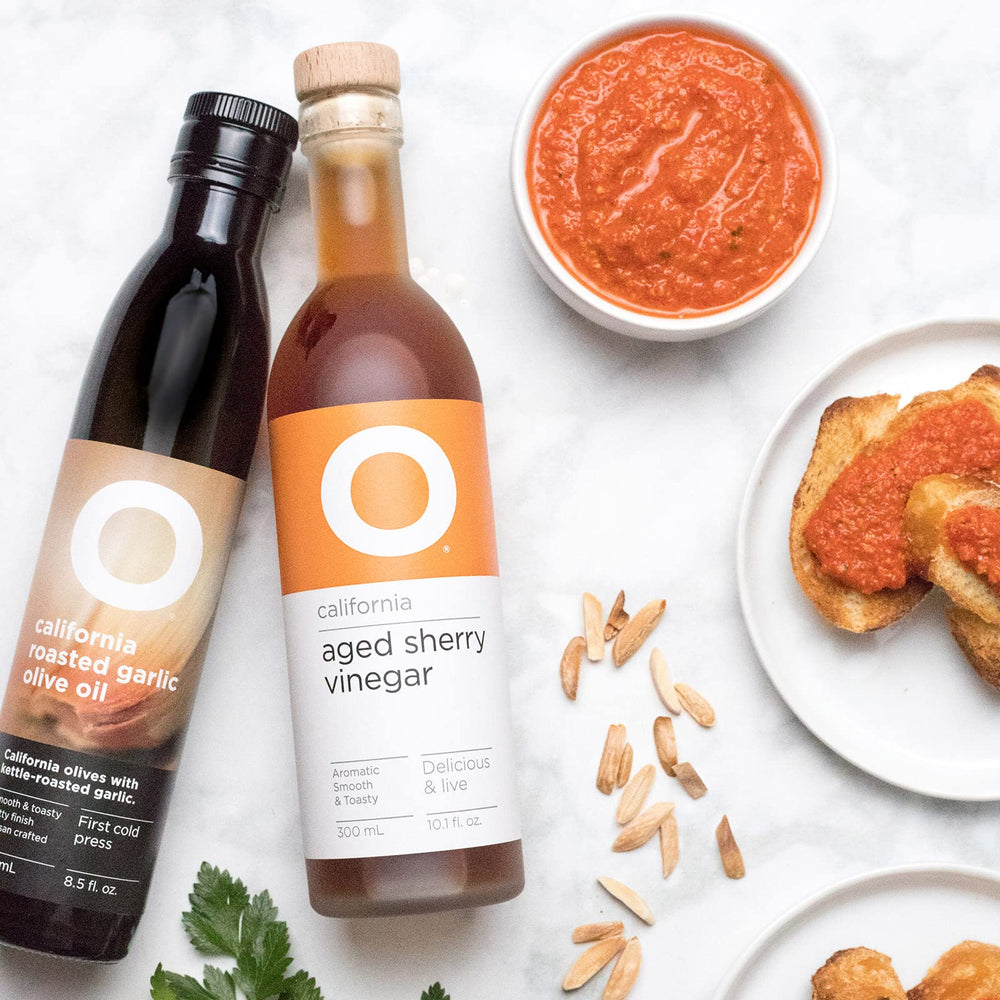 O Olive Oil aged sherry vinegar pairs with smoked paprika for depth