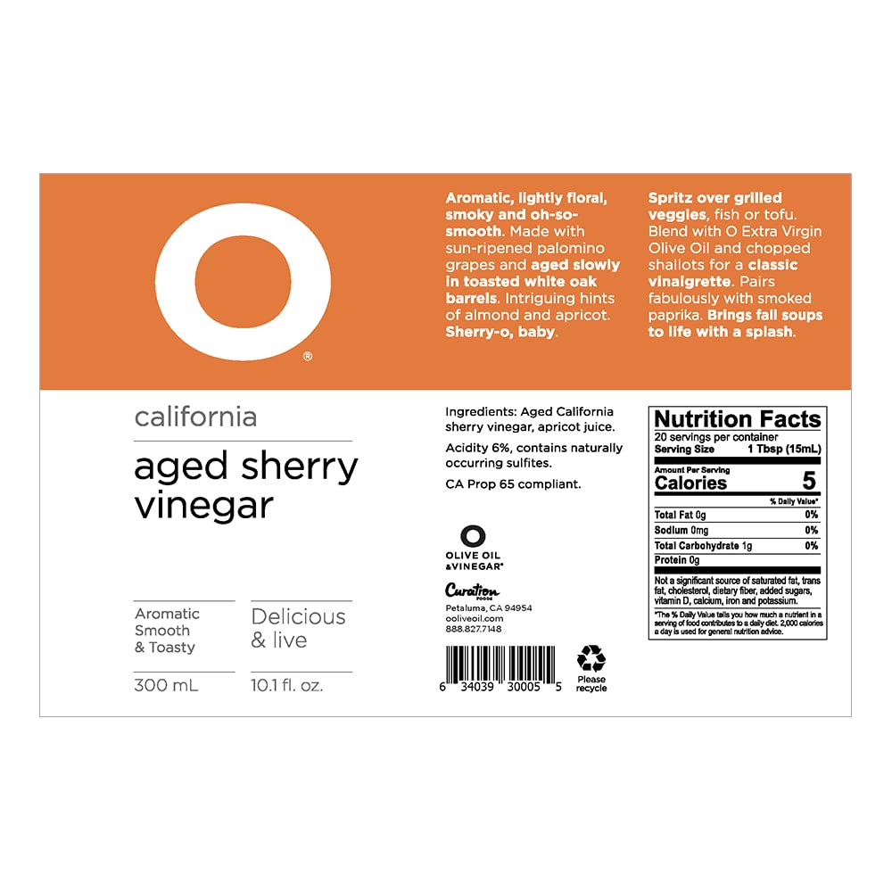 O Olive Oil aged sherry vinegar spritz over grilled vegetables for brightness