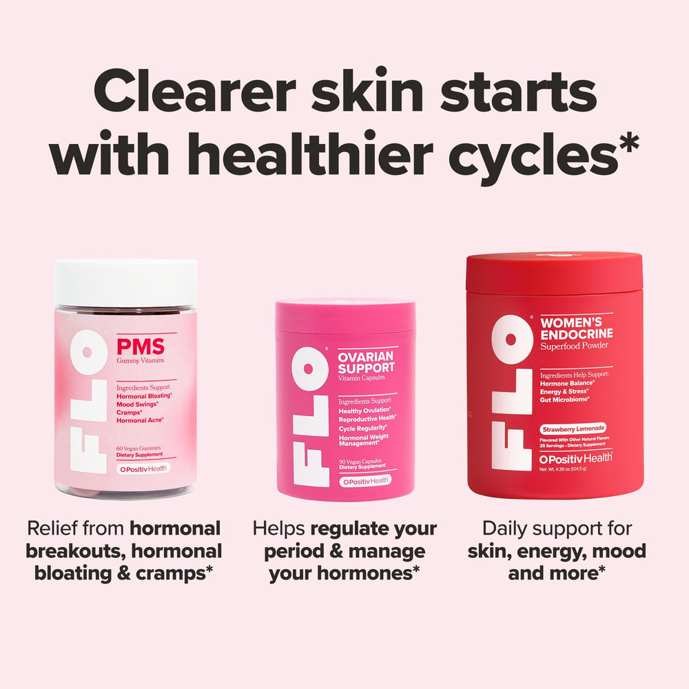 O Positiv FLO Acne branding on label communicates quality and trust.