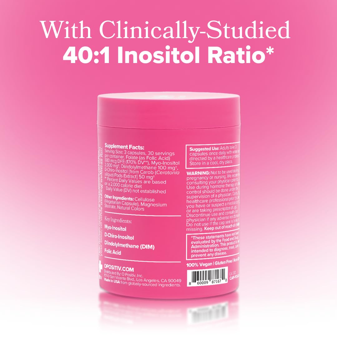 O Positiv FLO ingredient list closeup emphasizing high-quality sources for ovarian health.