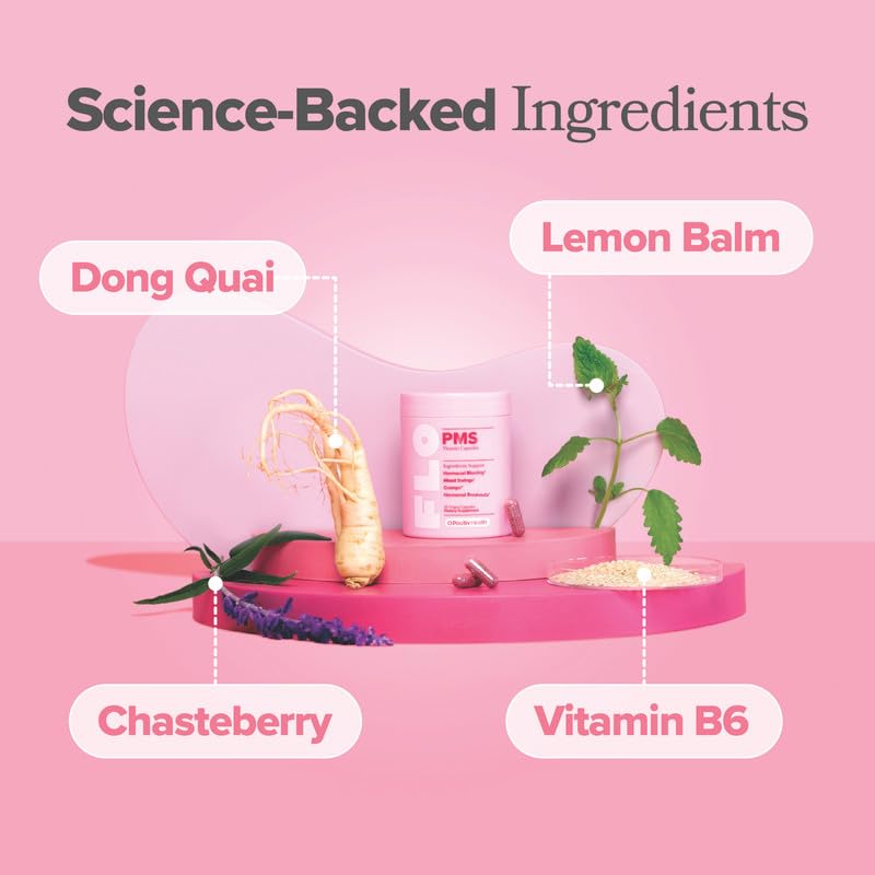 O Positiv FLO PMS Relief ingredients near balance icons