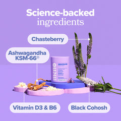 O Positiv MENO bottle highlights black cohosh and ashwagandha for potential symptom relief.