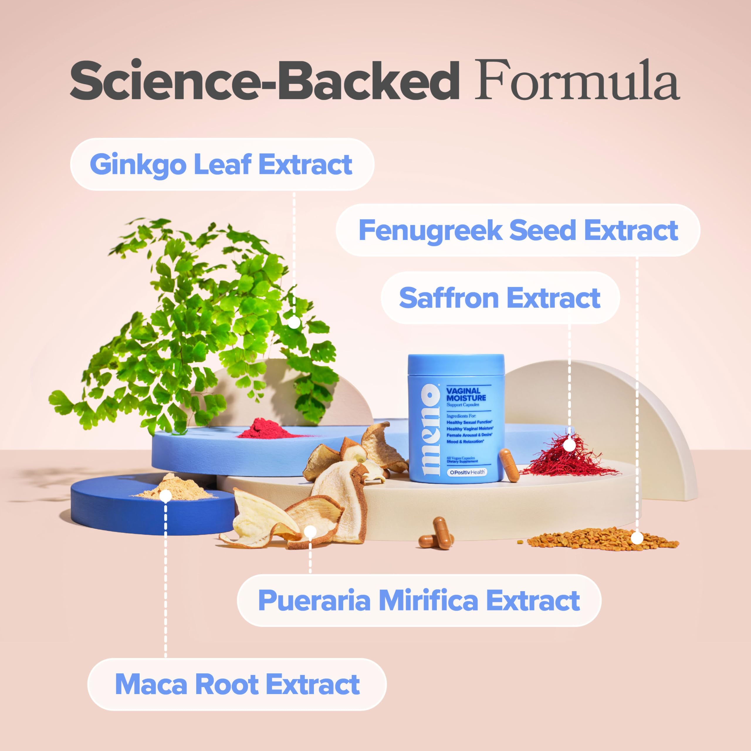 Front label of O Positiv MENO showing hormone-free formula.