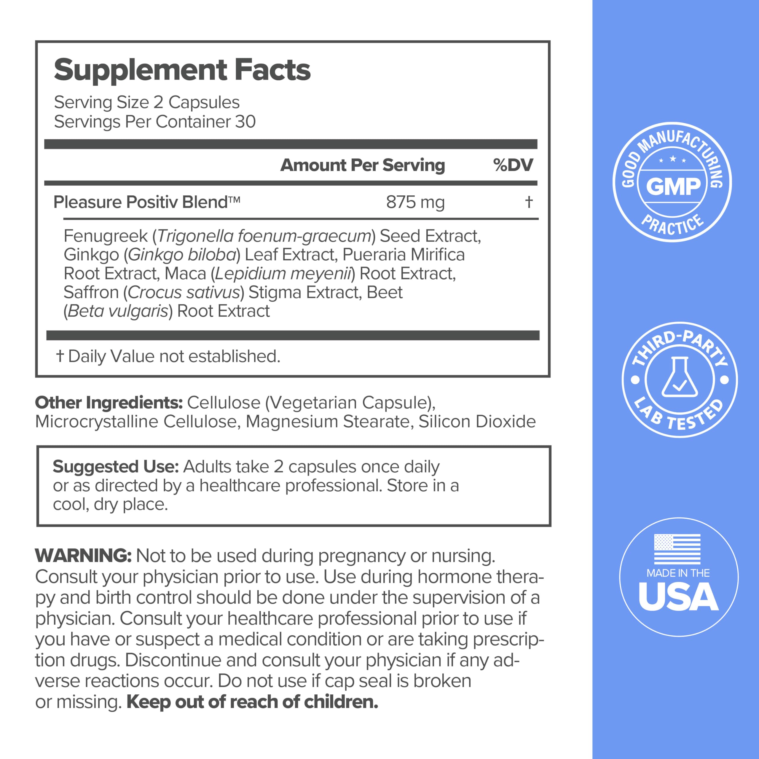 MENO capsules featuring maca root and fenugreek ingredients for moisture support.