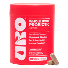 O Positiv URO probiotic bottle on shelf supports vaginal and gut health