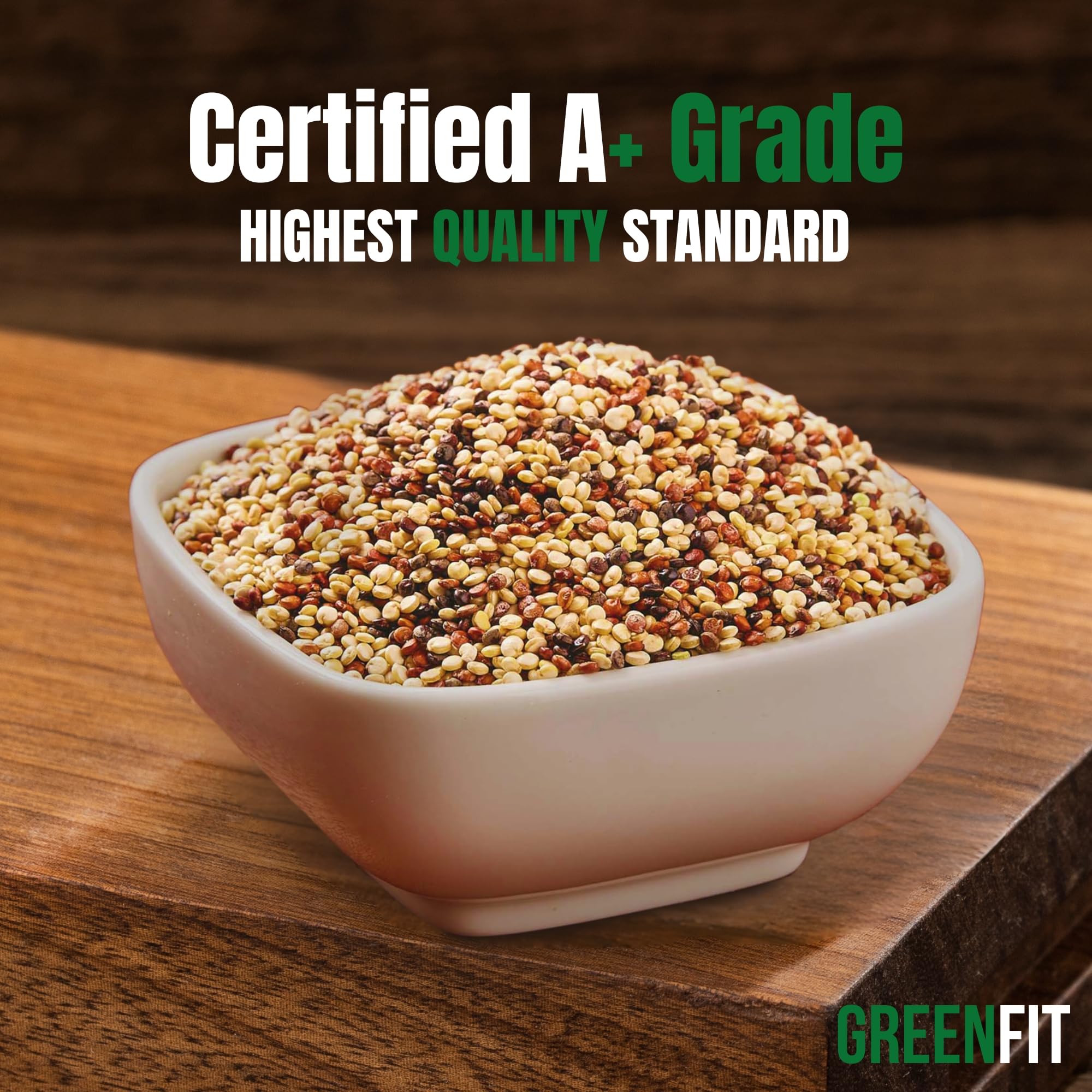 OA QUINOA Non-GMO Organic label on the bag underscores clean, trustworthy ingredients.