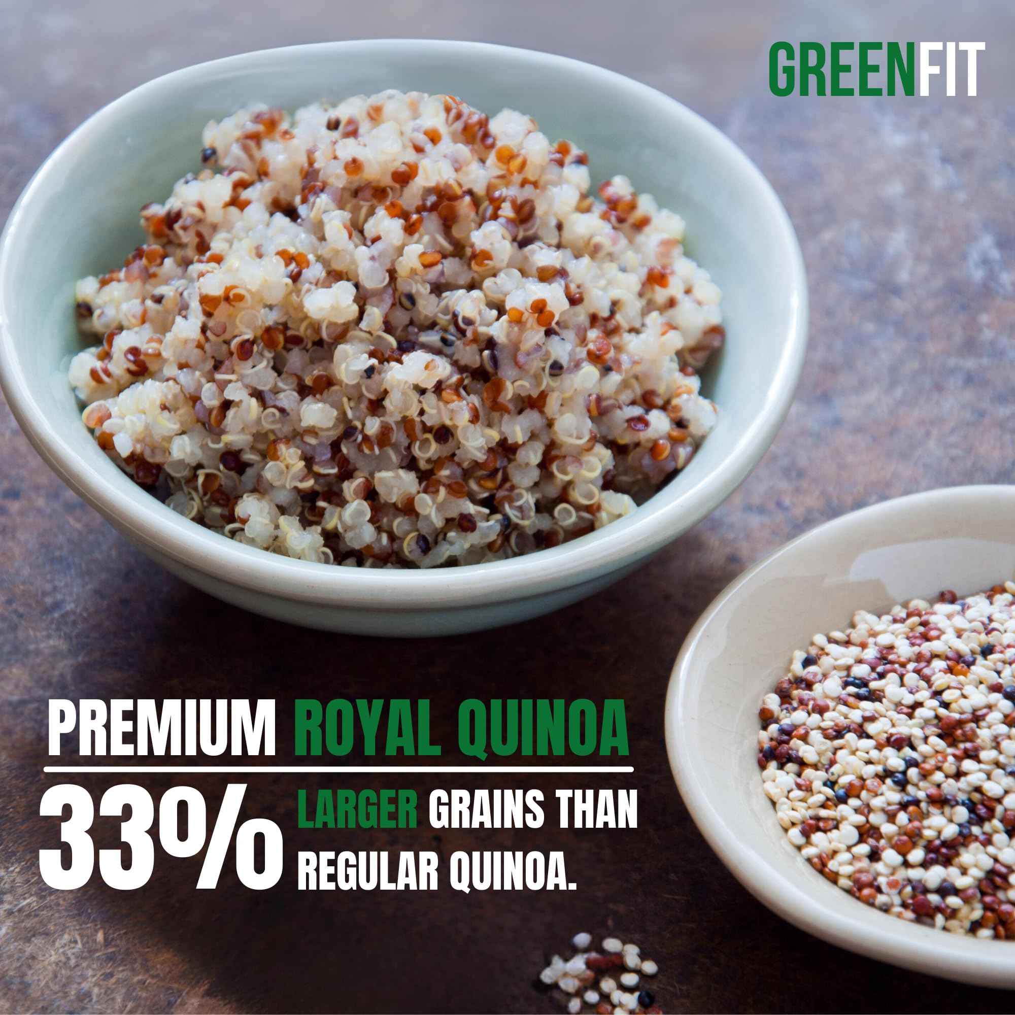 OA QUINOA Tri-Color quinoa served in a bowl shows fluffy grains and nutty aroma.