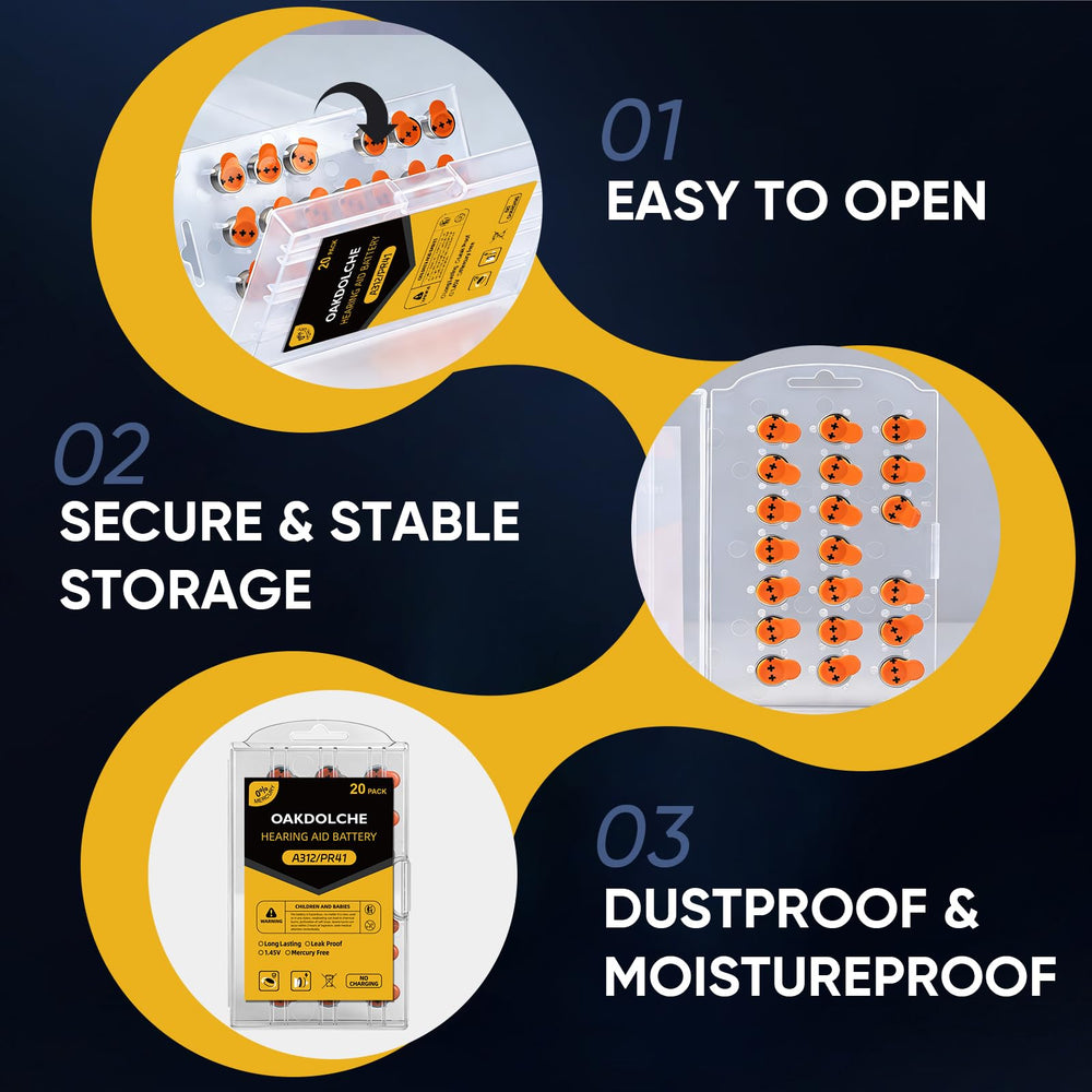 OAKDOLCHE square hard-case packaging keeps batteries organized for on-the-go