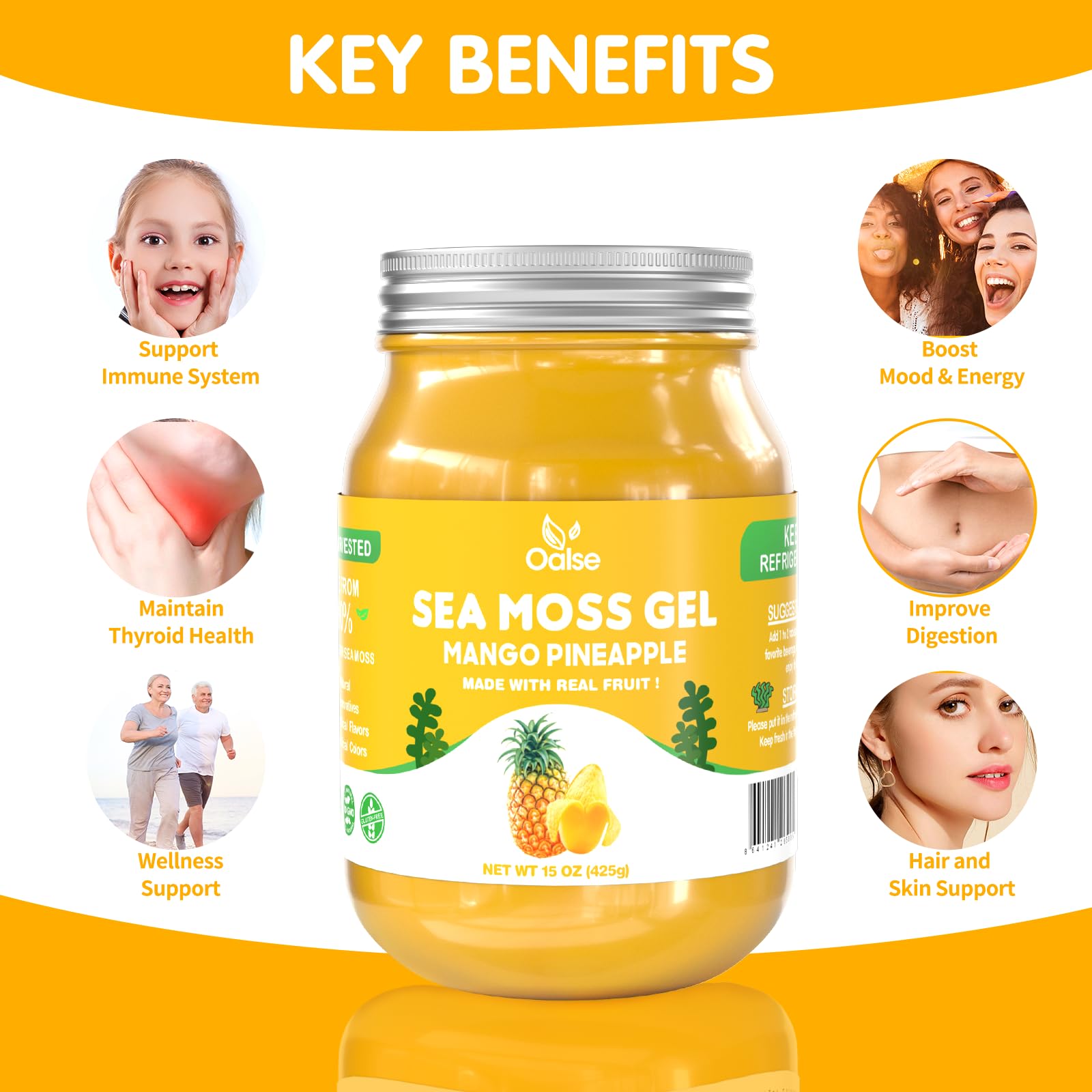 OALSE Sea Moss Gel mango pineapple dessert idea, adds tropical flavor and texture.