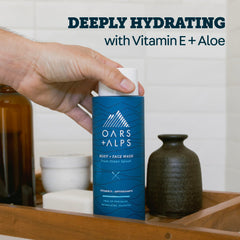 Oars + Alps vitamin E and antioxidants focus image communicates skin nourishment.