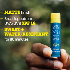 Oars + Alps lip sunscreen mint scent detail evokes citrusy freshness during outdoor adventures