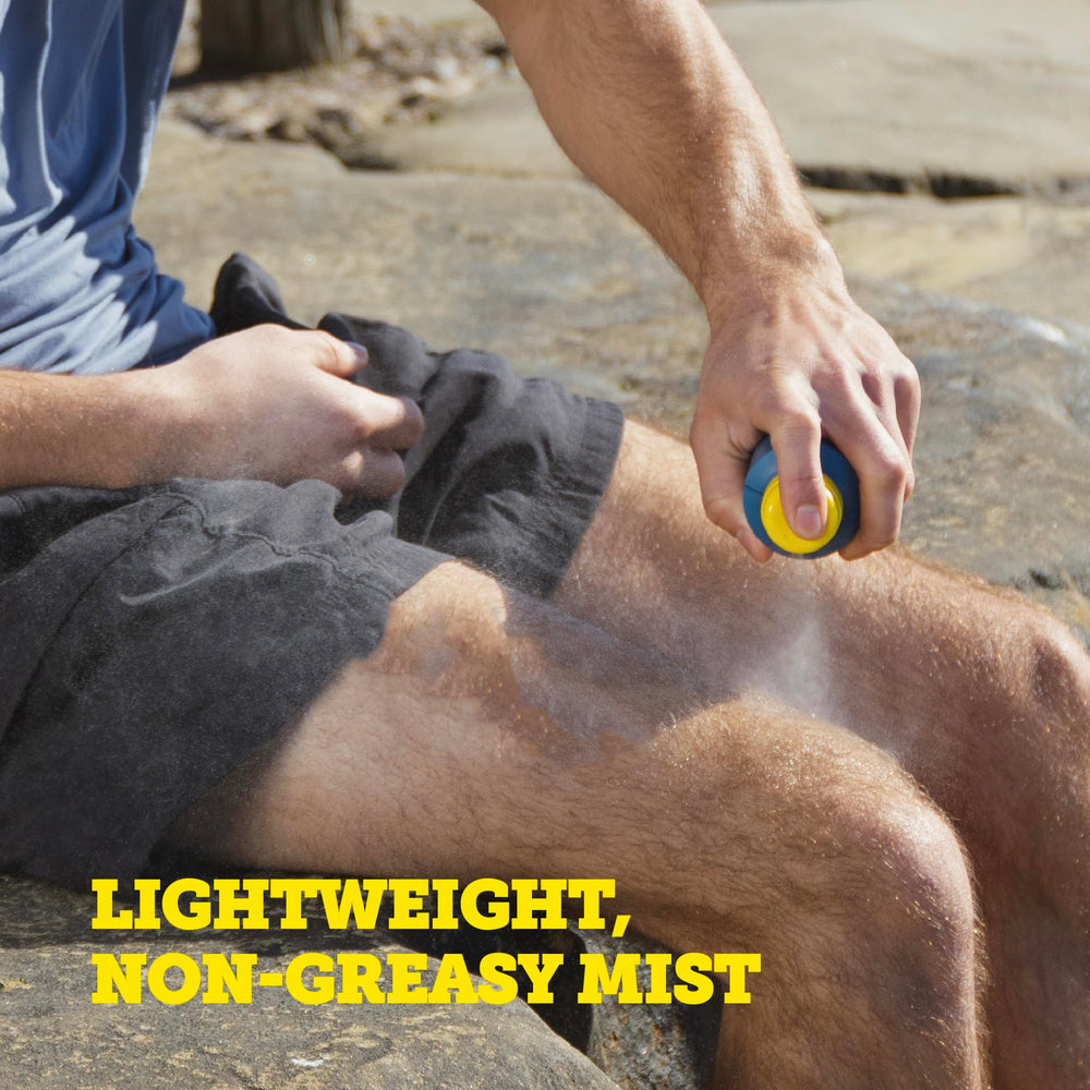 Oars + Alps SPF 50 spray suitable for wet skin and easy reapplication.