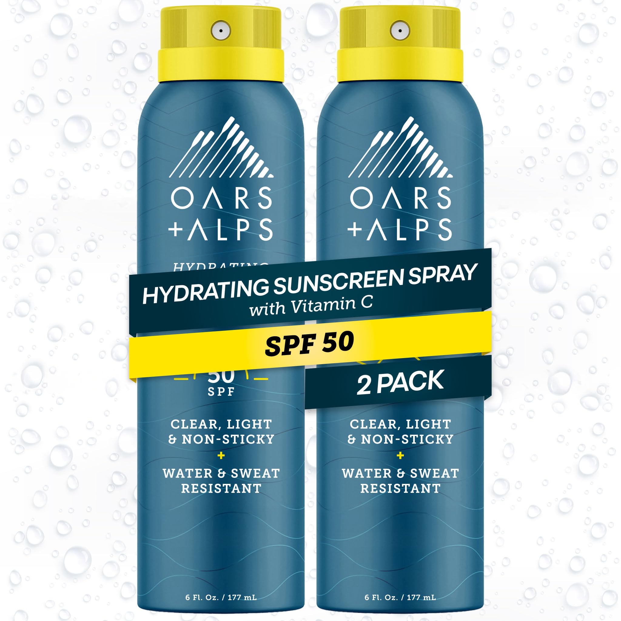 Oars + Alps SPF 50 spray for face and body provides quick sun protection outdoors.