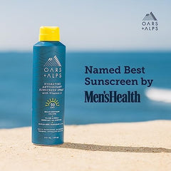 Oars and Alps sunscreen spray on wet skin for easy reapplication during activity.