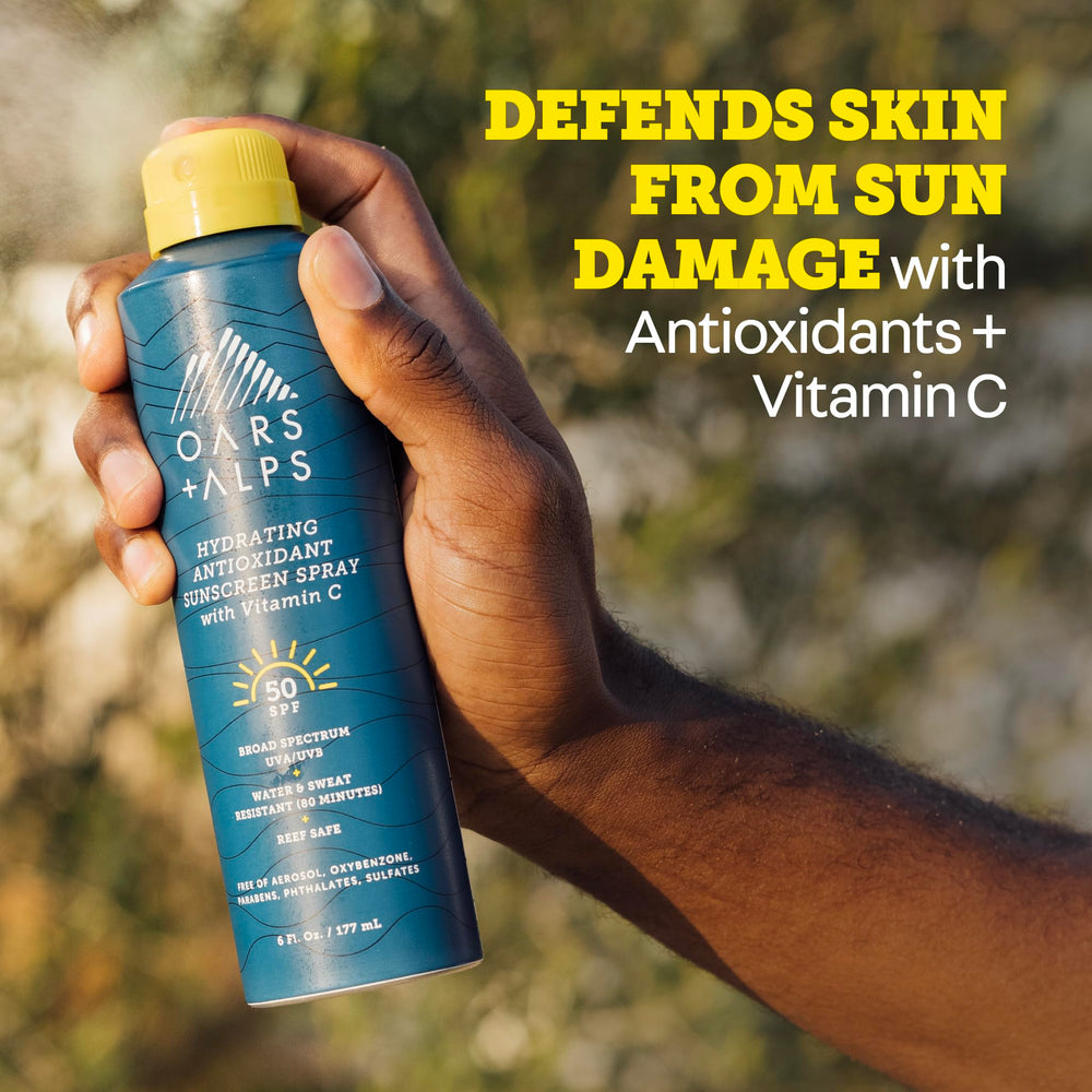 Oars + Alps sunscreen resists water and sweat for outdoor activities.