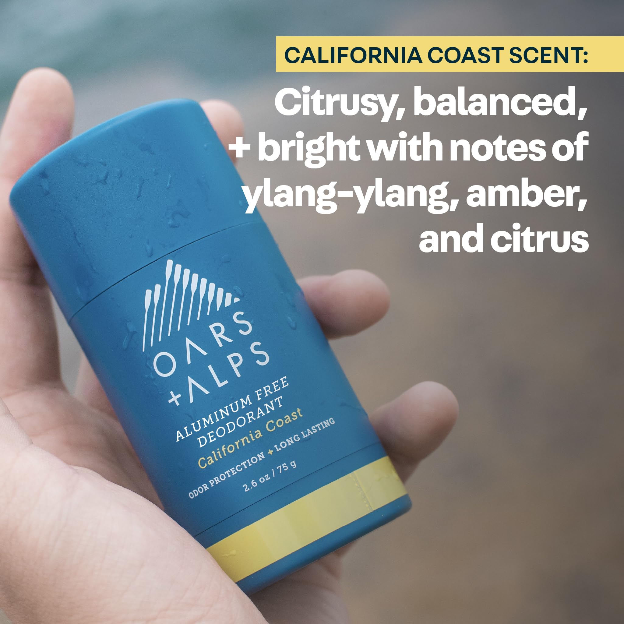 Oars + Alps California Coast packaging with citrus and patchouli notes.