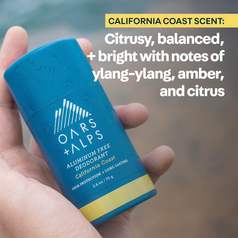 Oars + Alps California Coast packaging with citrus and patchouli notes.