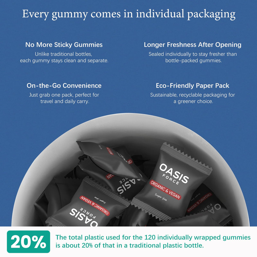 OASIS FORCE vegan sugar-free calcium gummies with pineapple flavor