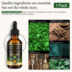 OASIS FORCE L-Theanine liquid drops dropper illustrating precise dosing.