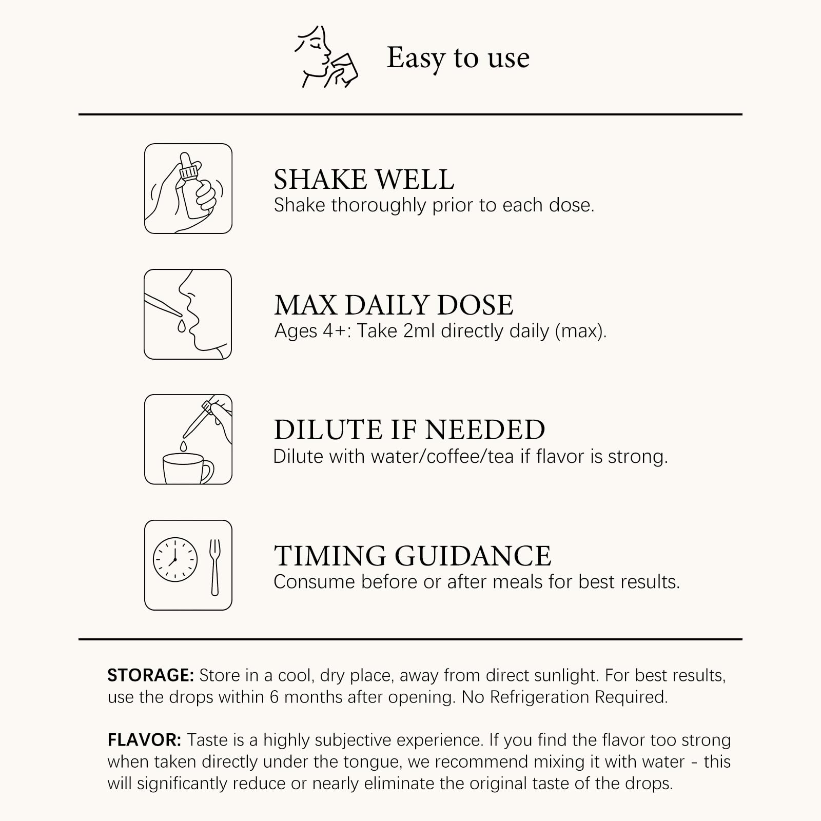 Kid-friendly dosing features printed on the bottle for family use.