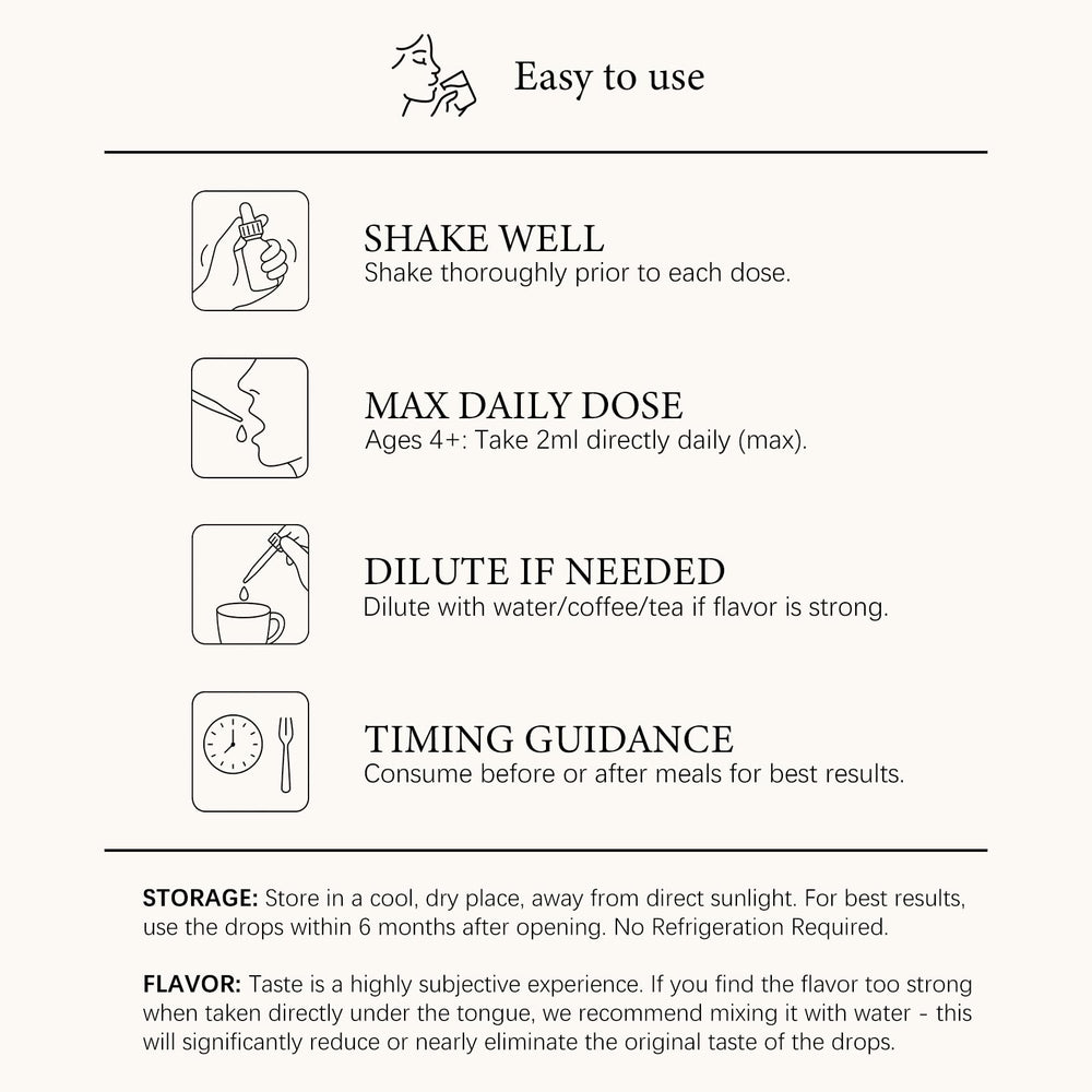 Kid-friendly dosing features printed on the bottle for family use.