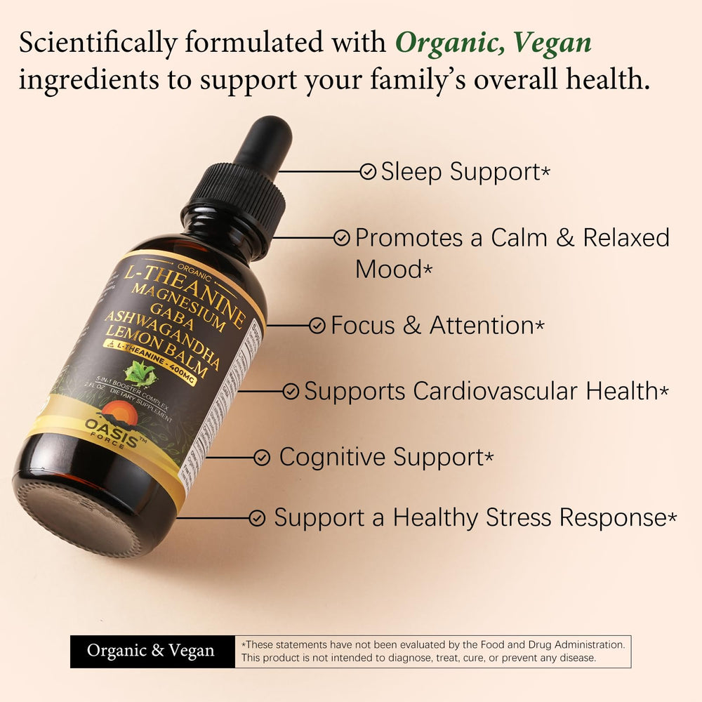 Close-up of the OASIS FORCE label highlighting vegan, non-GMO ingredients.