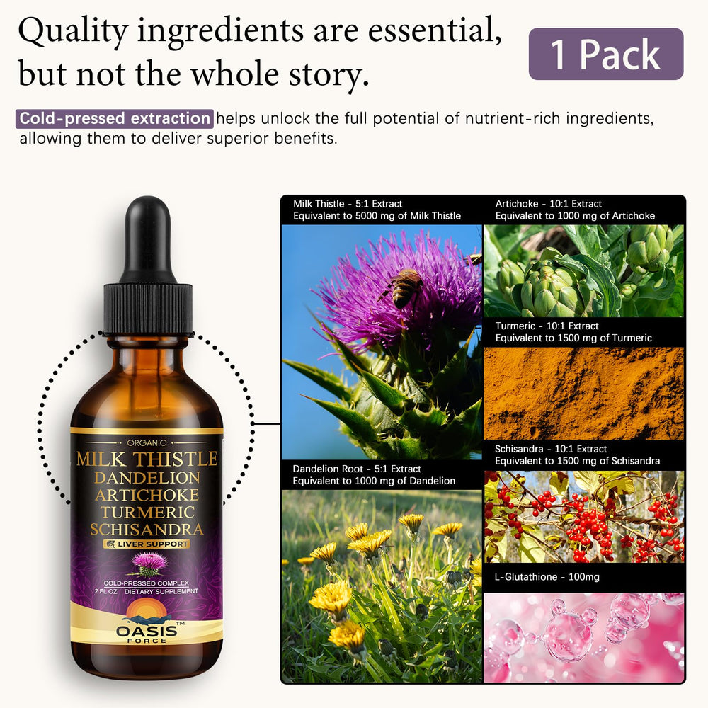 OASIS FORCE Milk Thistle liquid dropper for easy under-tongue dosing