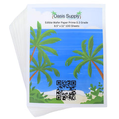 Oasis Supply edible wafer paper pack 8x11 white, front view, ideal for cake decorating
