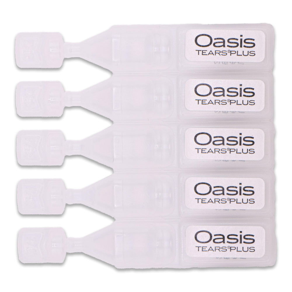 Oasis TEARS PLUS travel packaging demonstrates compact, mess-free moisture on the go