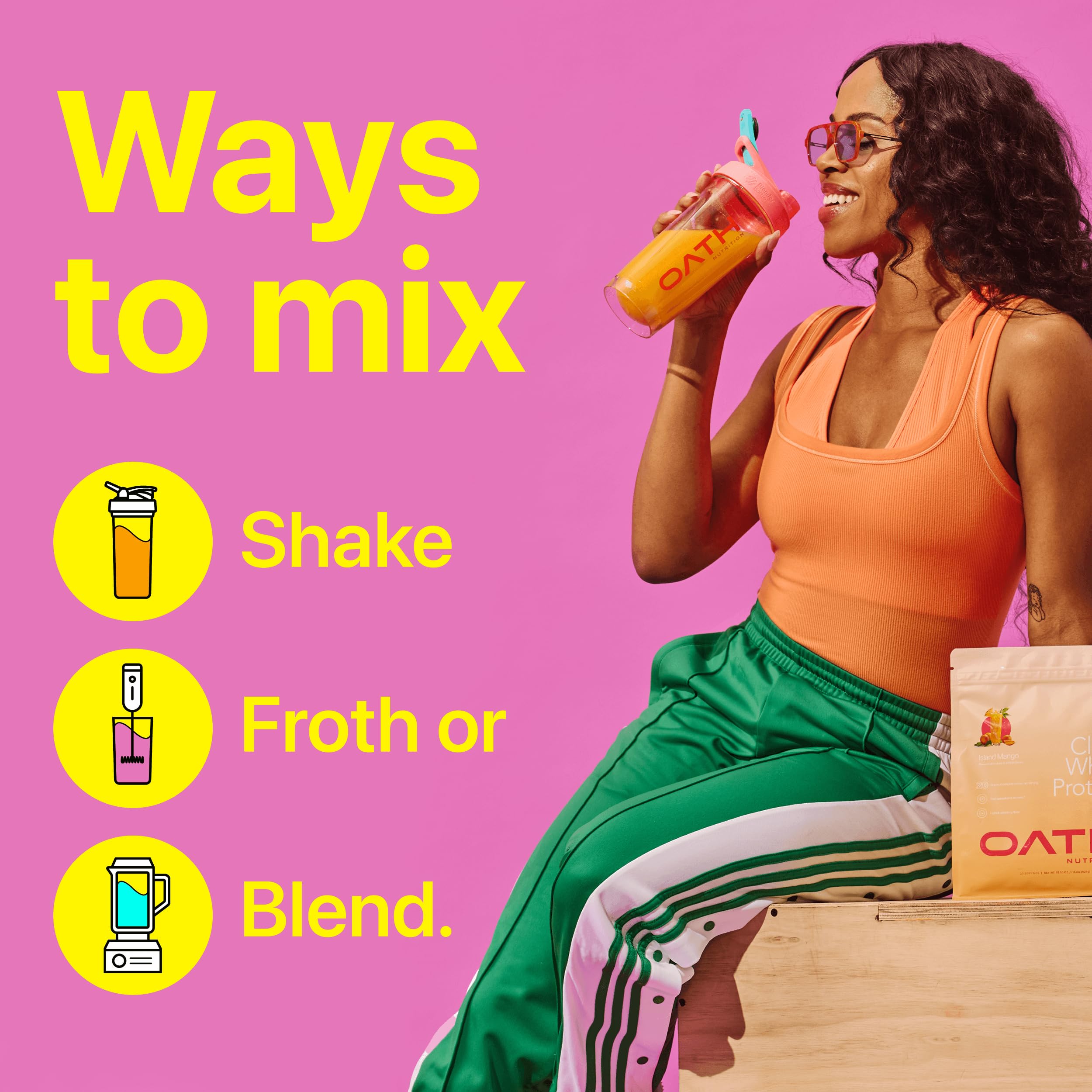 Oath Nutrition Clear Whey 18-serving bag emphasizes grass-fed protein and a clean label.