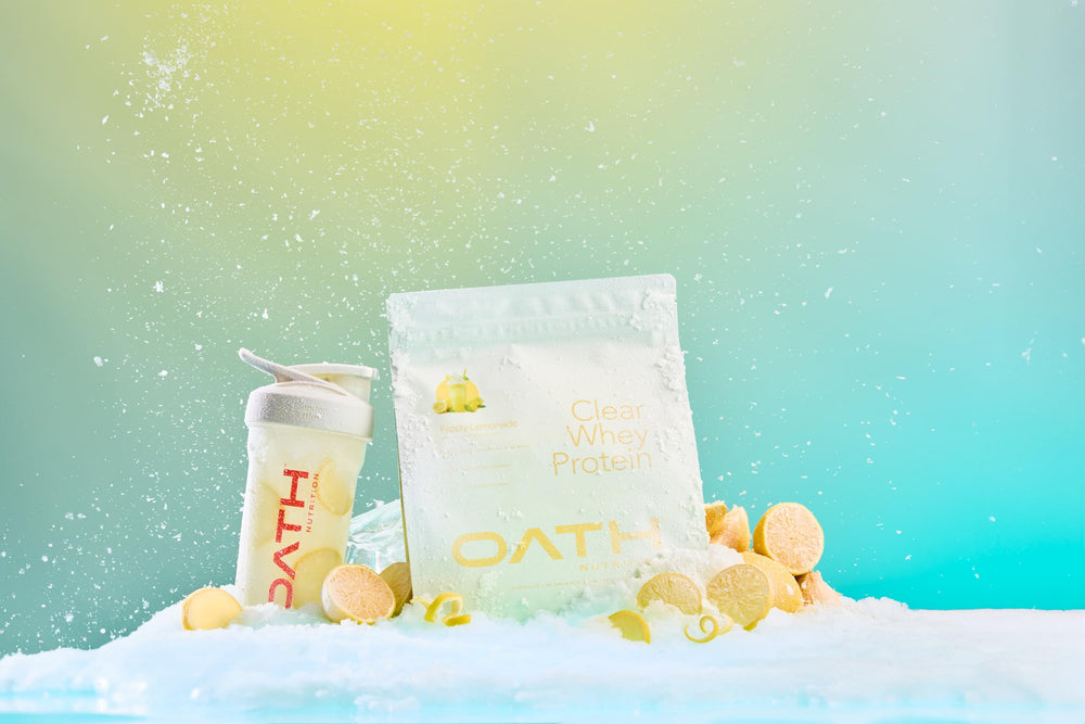 Oath Nutrition Clear Whey Frosty Lemonade lemon cheesecake, versatile protein dessert