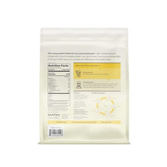 Glass of Oath Nutrition Clear Whey Frosty Lemonade shake, light and fruity