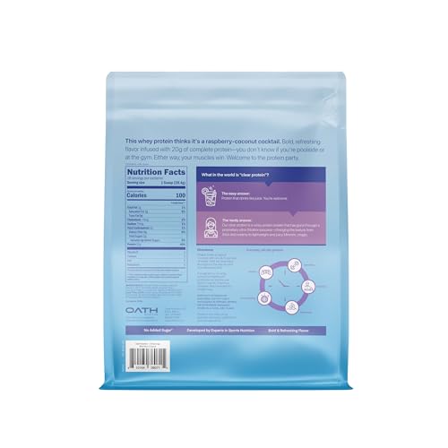 Oath Nutrition clear whey pour shows juice-like sip for training sessions.