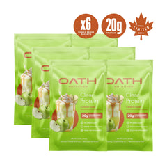 Oath Nutrition Clear Whey Isolate powder pouring into shaker.