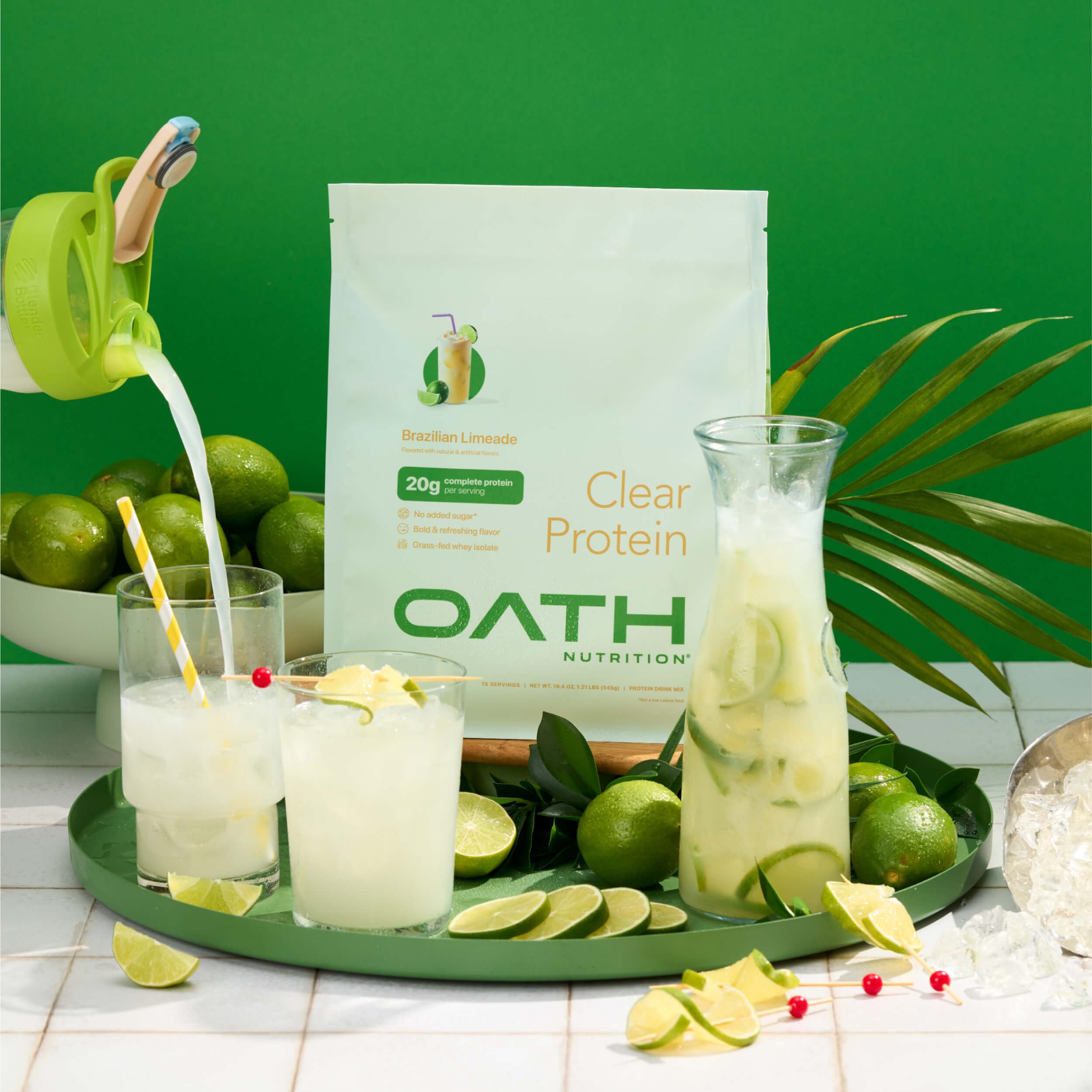Oath Nutrition Clear Whey label notes no added sugar.