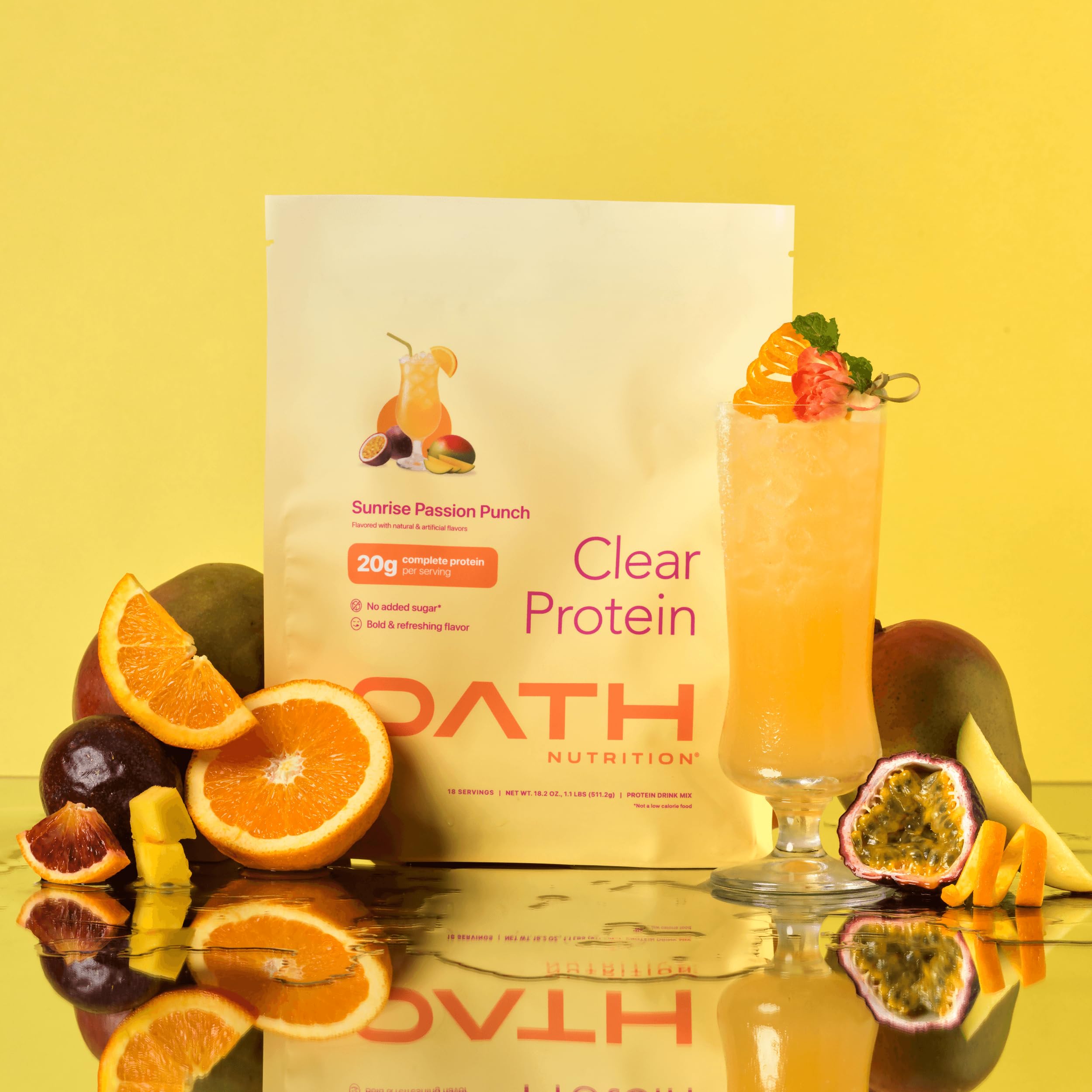 Oath Nutrition Sunrise Passion Punch bottle showcases a refreshing flavor ideal for gym sessions.