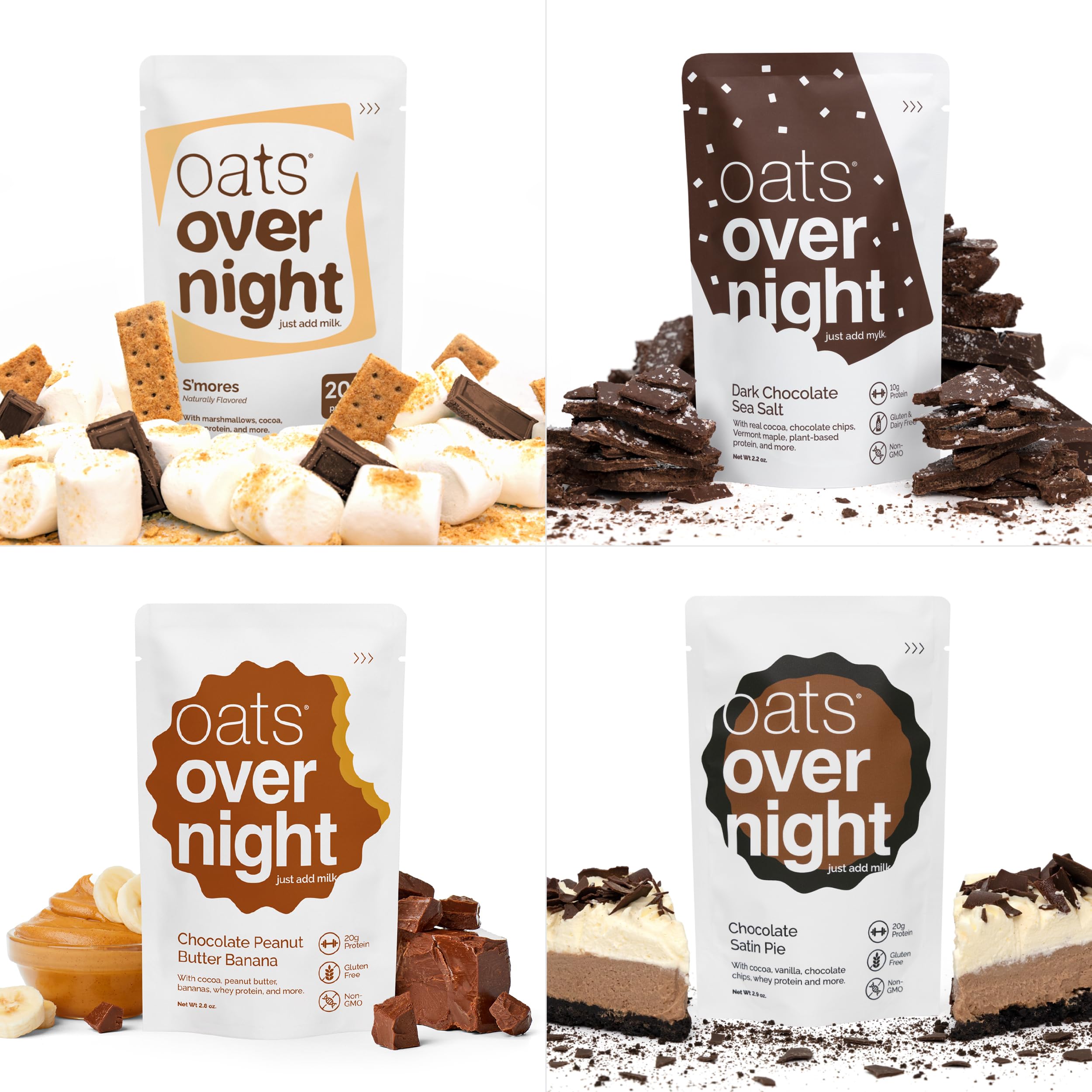 Oats Overnight Chocolate Chip Cookie Dough flavor close-up, familiar taste with protein boost.