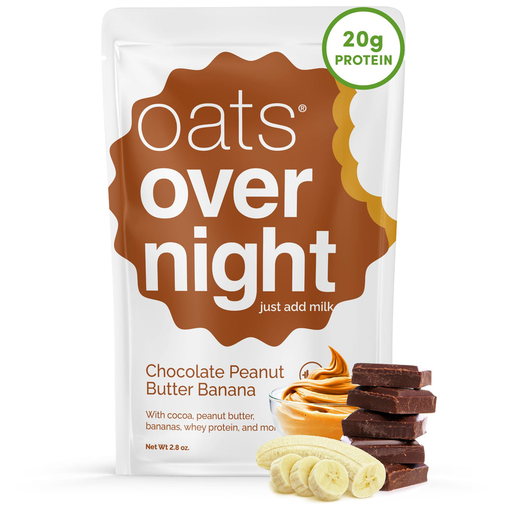 Oats Overnight chocolate peanut butter banana pack for a grab-and-go breakfast