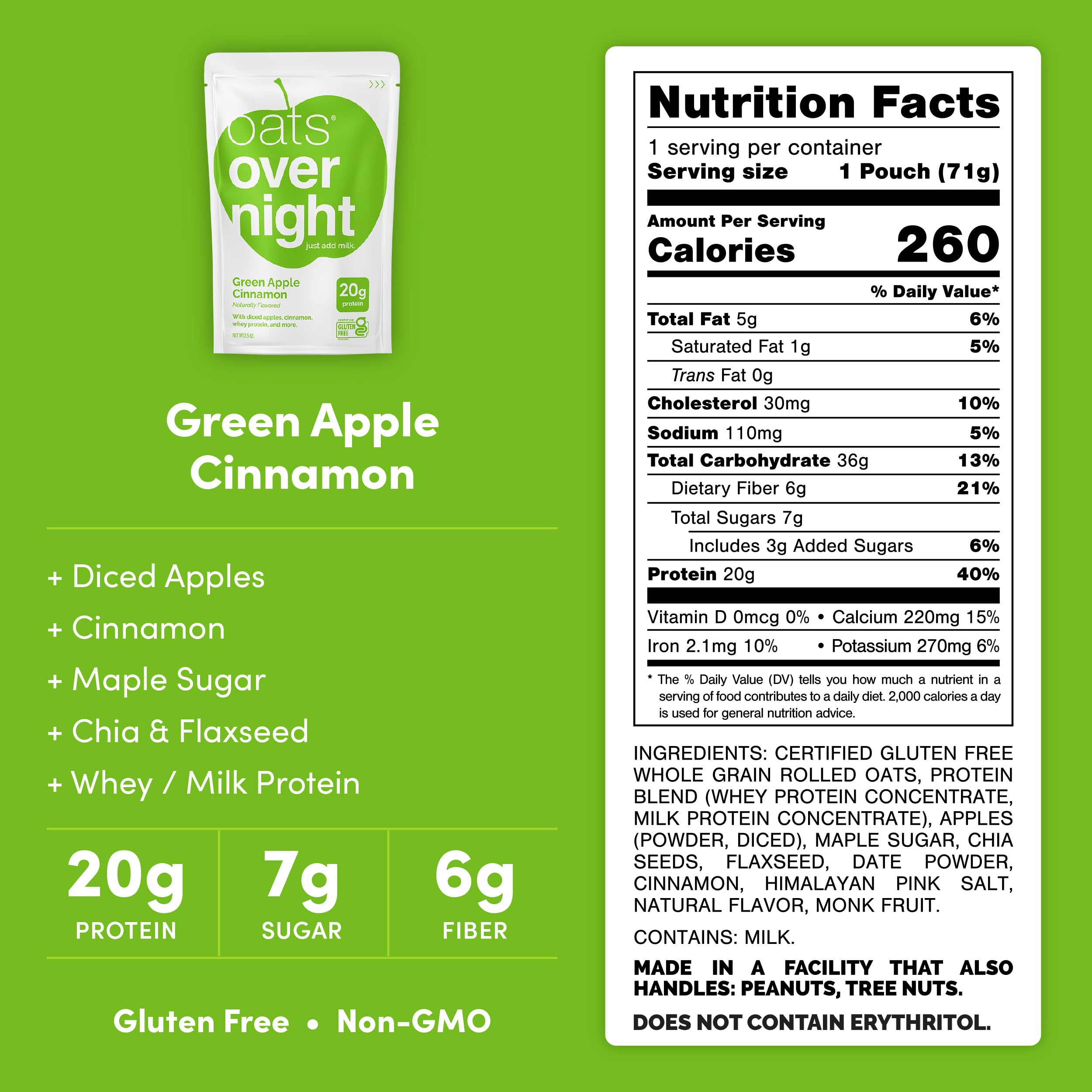 Oats Overnight Green Apple Cinnamon night-prep in fridge for next-morning fueling.
