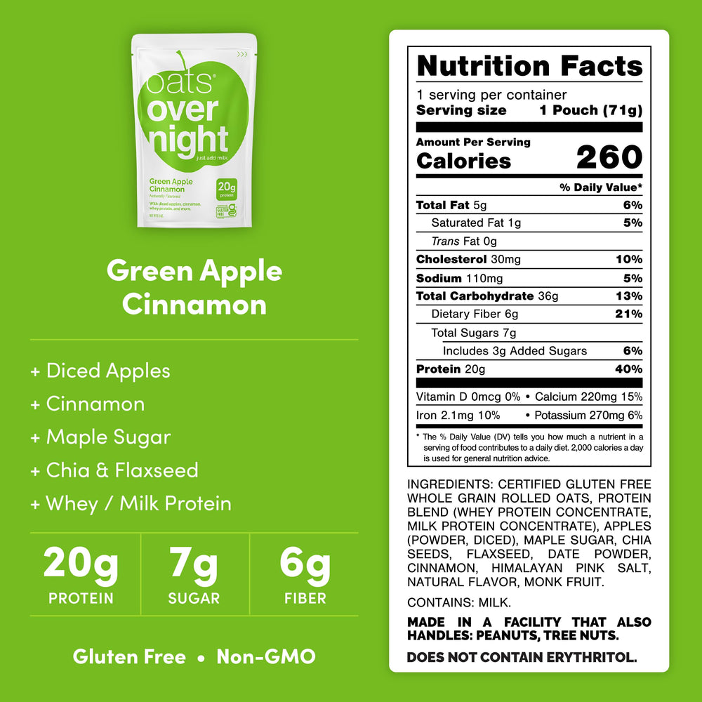 Oats Overnight Green Apple Cinnamon night-prep in fridge for next-morning fueling.